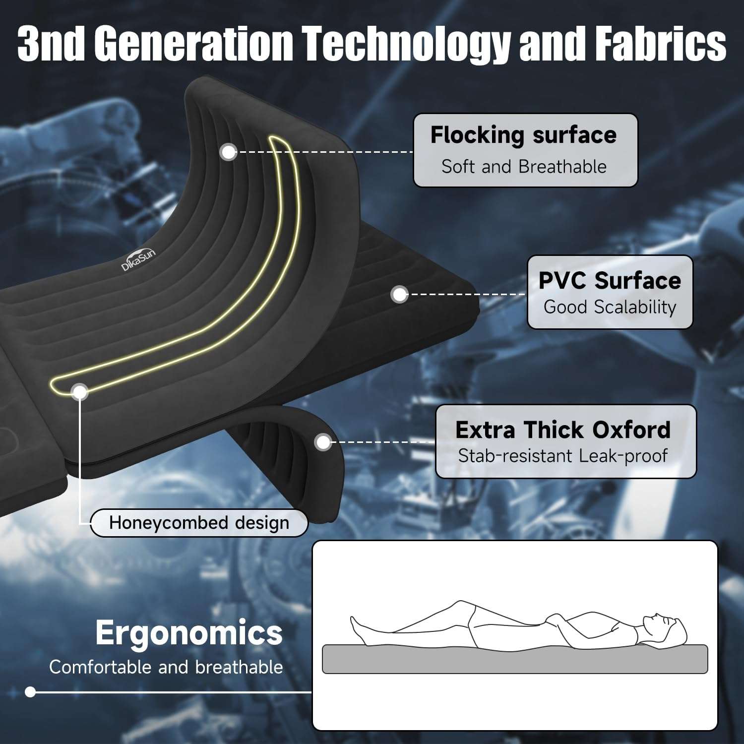 Thicken Backseat SUV/Car/Truck Air Mattress Air Bed Inflatable SUV Truck Mattress -35.4'' Width/Black