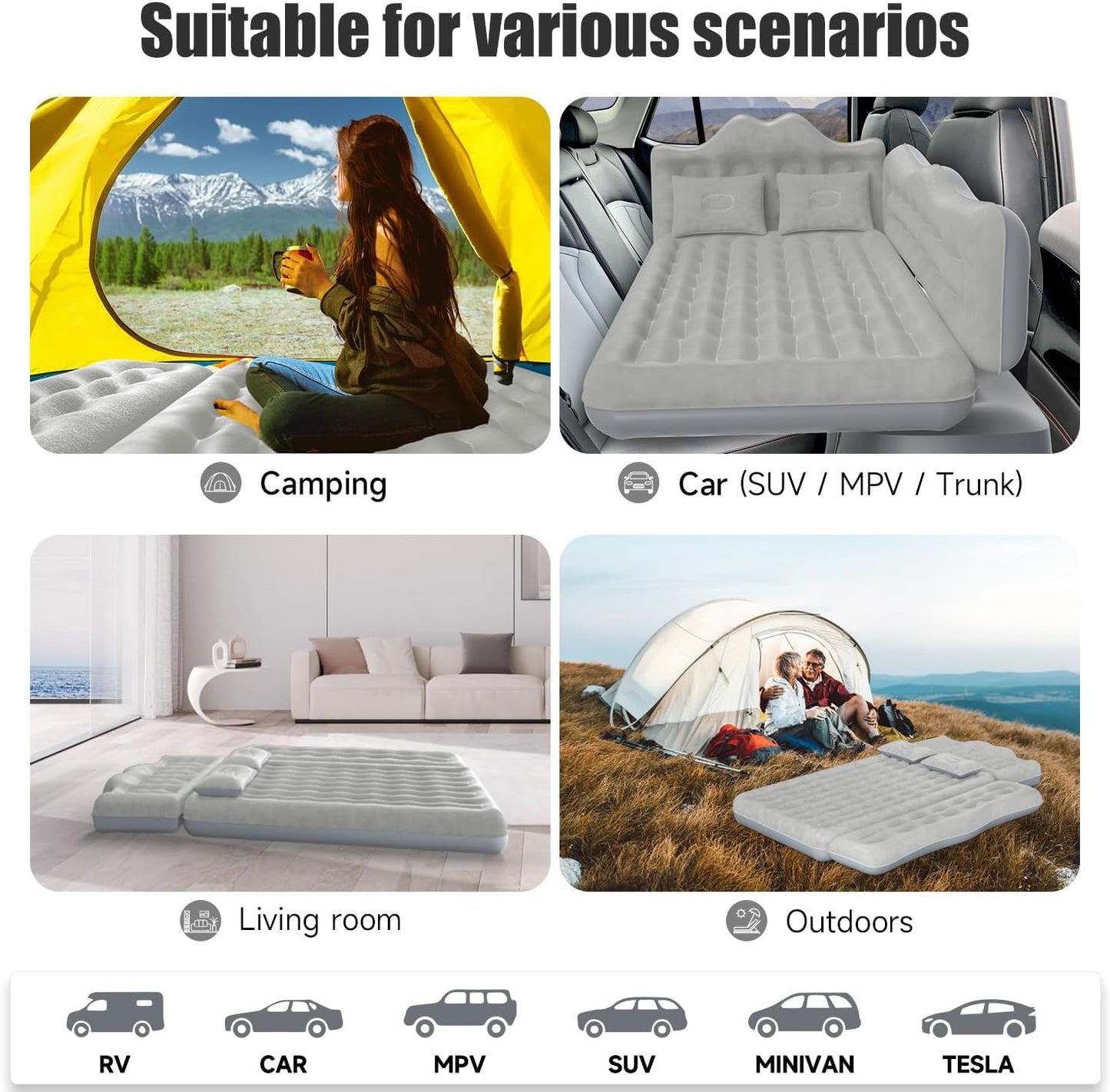 Inflatable Car Air Mattress Air Bed Backseat SUV Truck Mattress