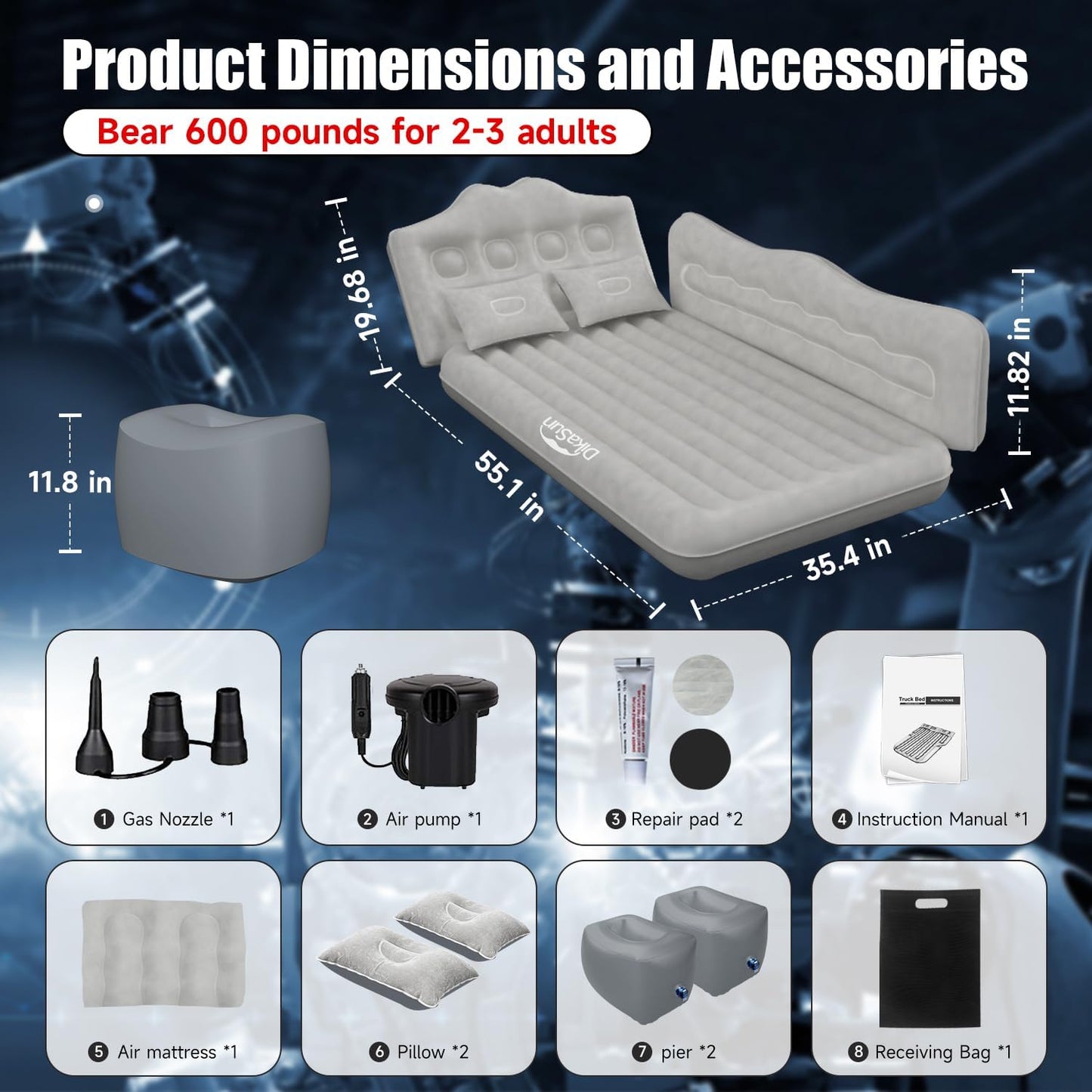 Backseat Car Air Mattress Inflatable Air Bed SUV Truck Mattress DKS051