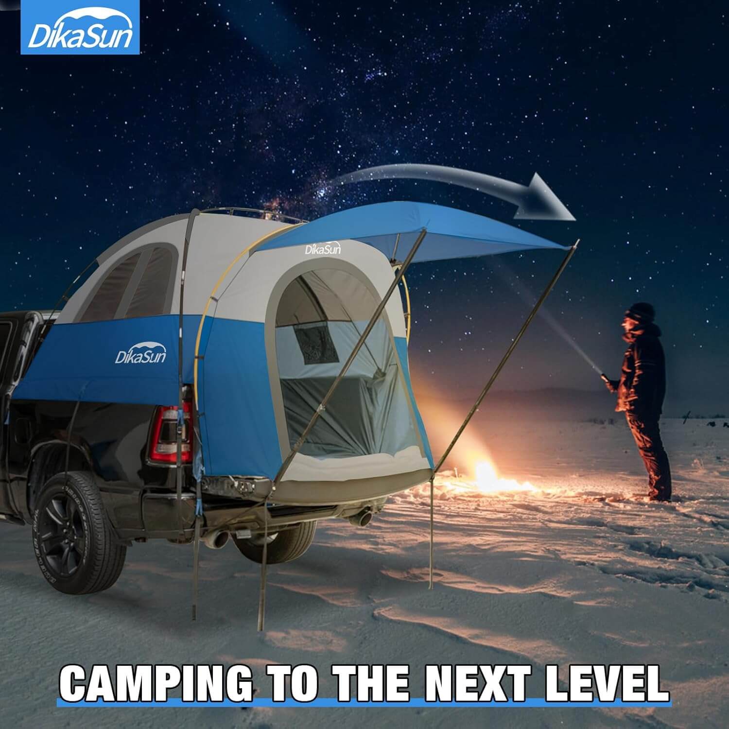 5.5-6.7ft Pickup Truck Bed Tent with Awining,Blue