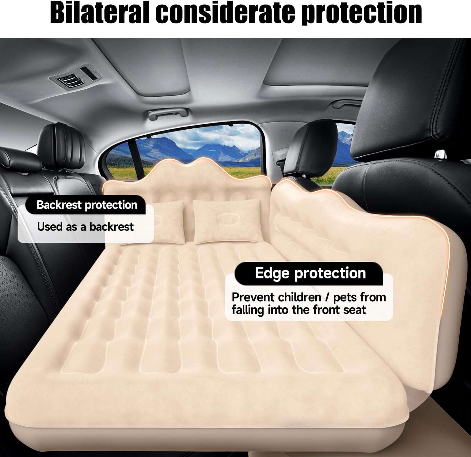 Thicken Backseat SUV/Car/Truck Air Mattress Air Bed Inflatable SUV Truck Mattress -30.31'' Width/Beige