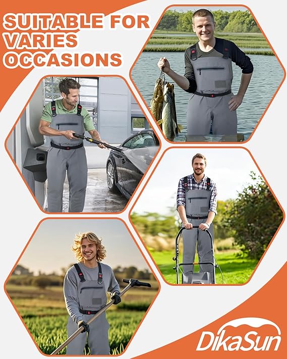 DikaSun Breathable Stocking Foot Waders for Fly Fishing (Lightweight Unisex Design for Men & Women)