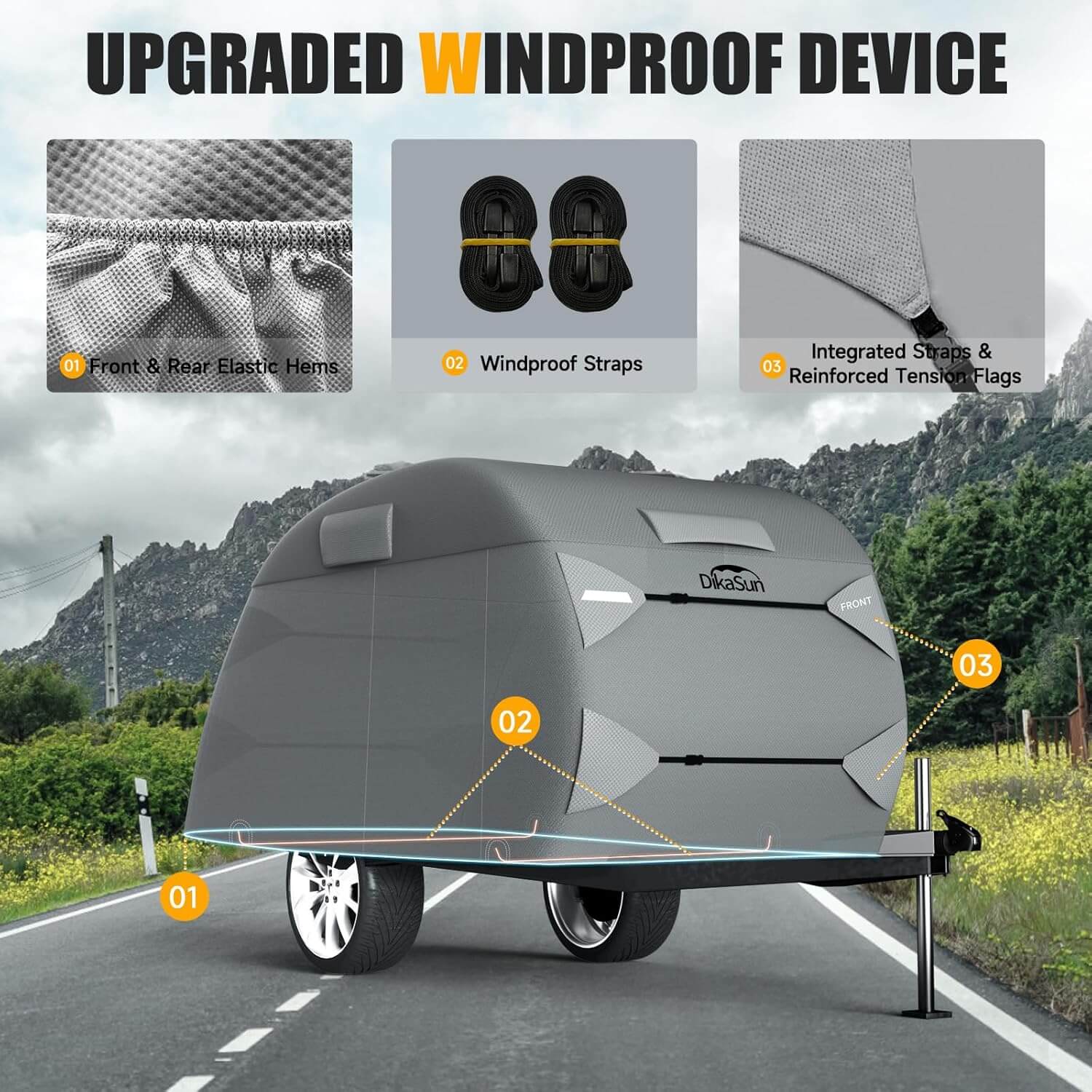 Teardrop Trailer Cover 7 Layers Waterproof Camper Cover