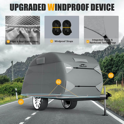 Teardrop Trailer Cover 7 Layers Waterproof Camper Cover