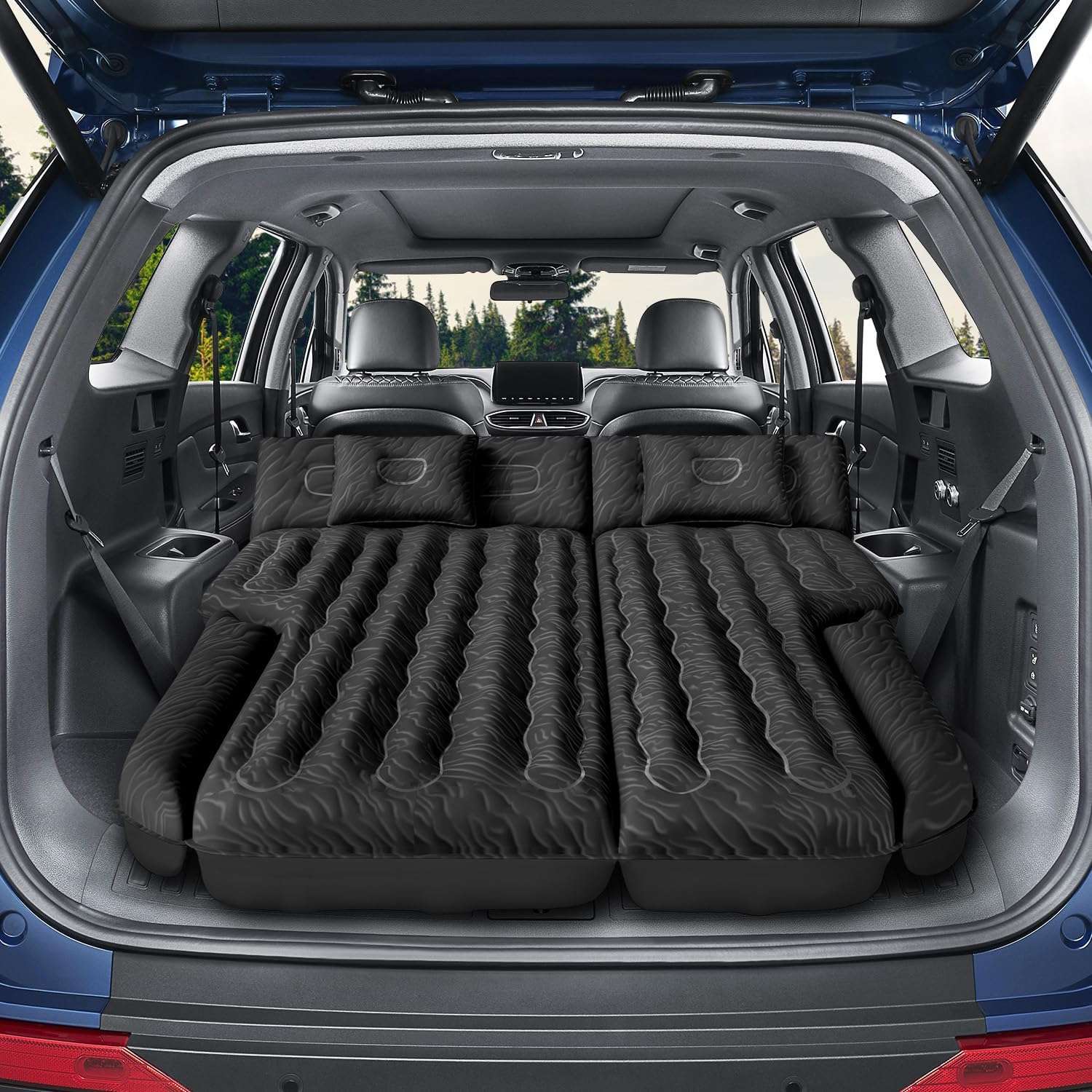DikaSun SUV Air Mattress Upgraded Flocking and Extra Thick Oxford Surface Sleeping Bed for with Electric Pump,3M Charging Cable, Black
