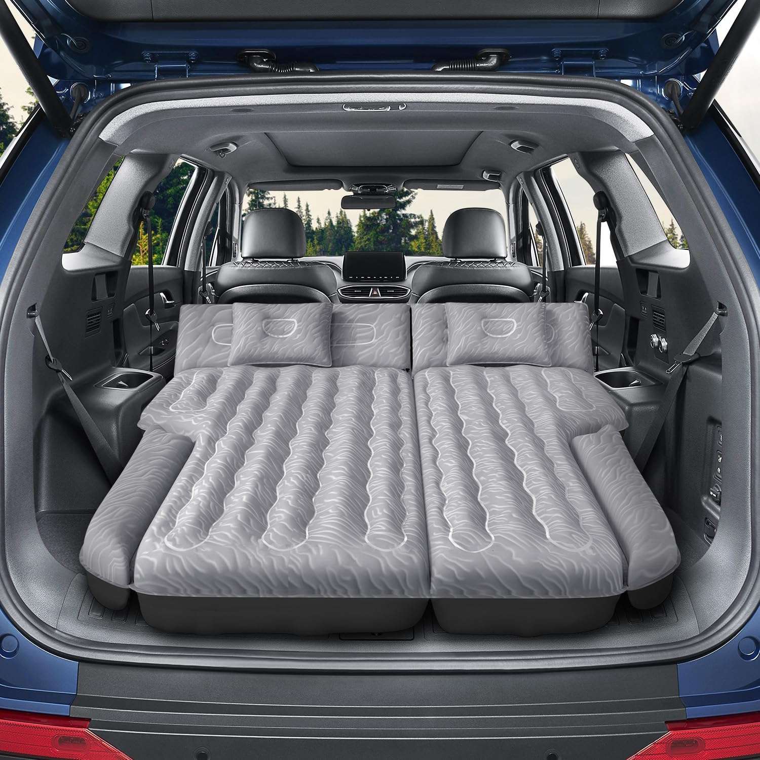 DikaSun SUV Air Mattress Upgraded Flocking and Extra Thick Oxford Surface Sleeping Bed for with Electric Pump,3M Charging Cable, Gray