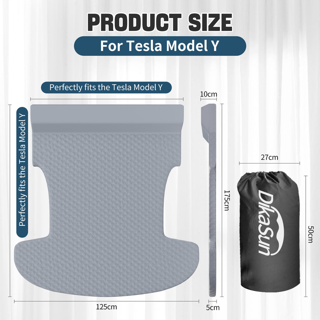 Tesla Model Y Mattress: Self-Inflating Memory Foam Bed Air Mattress for Model Y, Thickened Travel Camping SUV Sleeping Pad with Storage Bag,Grey