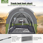 5.5-6.7ft Portable Pickup Truck Bed Tent Green