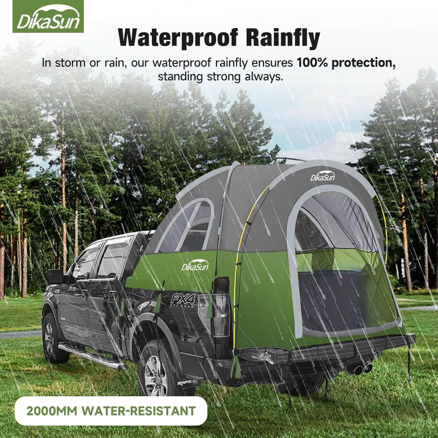 5.5-6.7ft Portable Pickup Truck Bed Tent Green