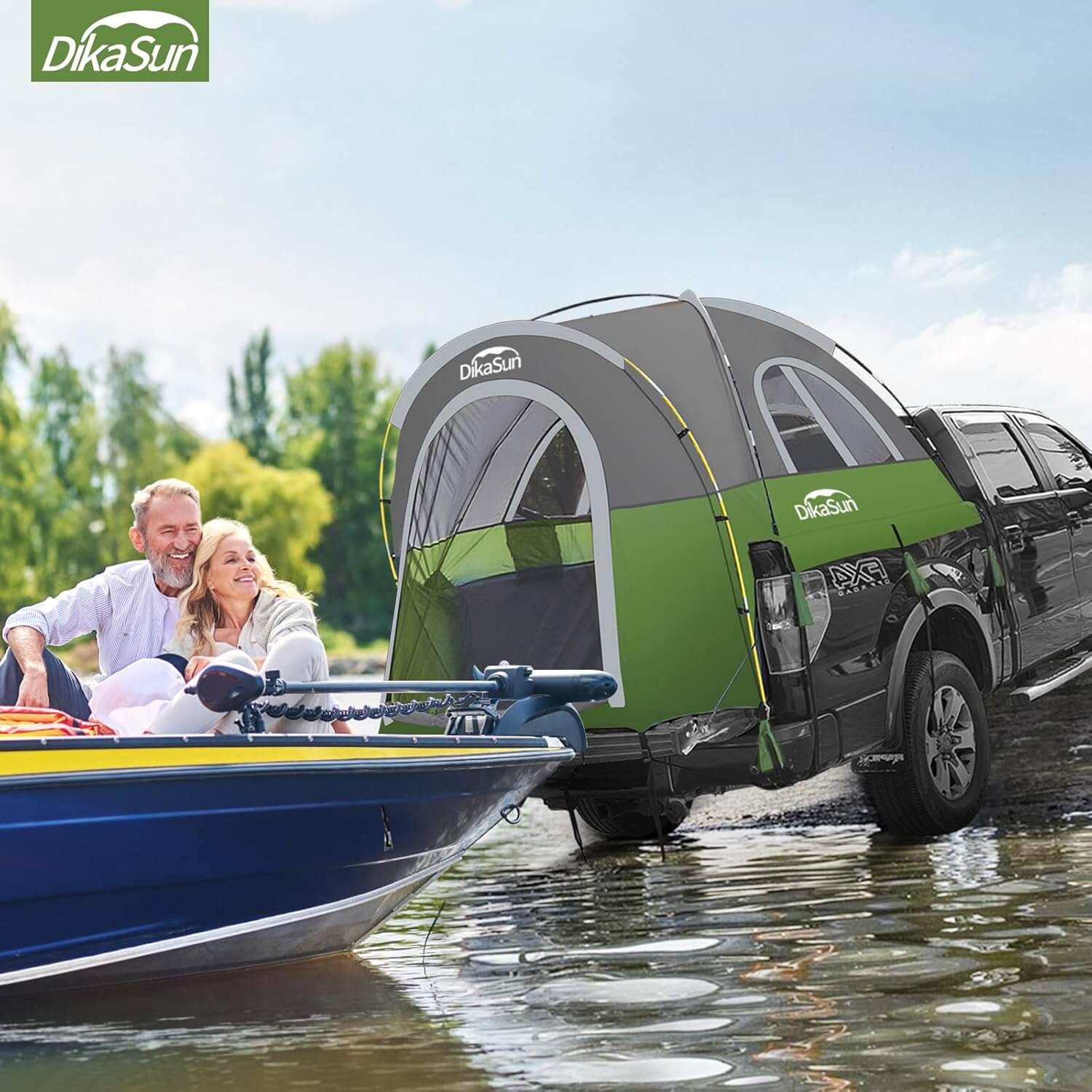 5.5-6.7ft Portable Pickup Truck Bed Tent Green