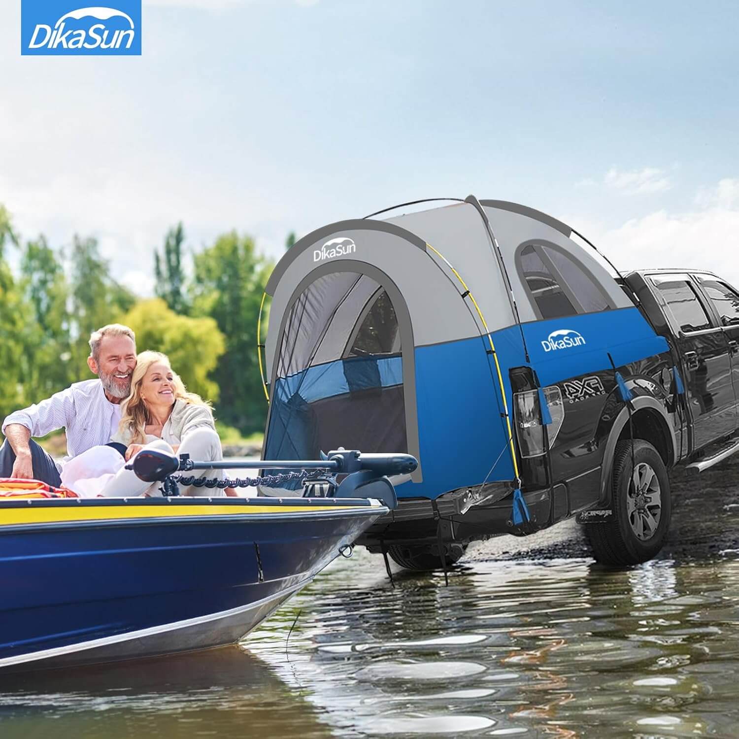 5.5-6.7ft Portable Pickup Truck Bed Tent Blue