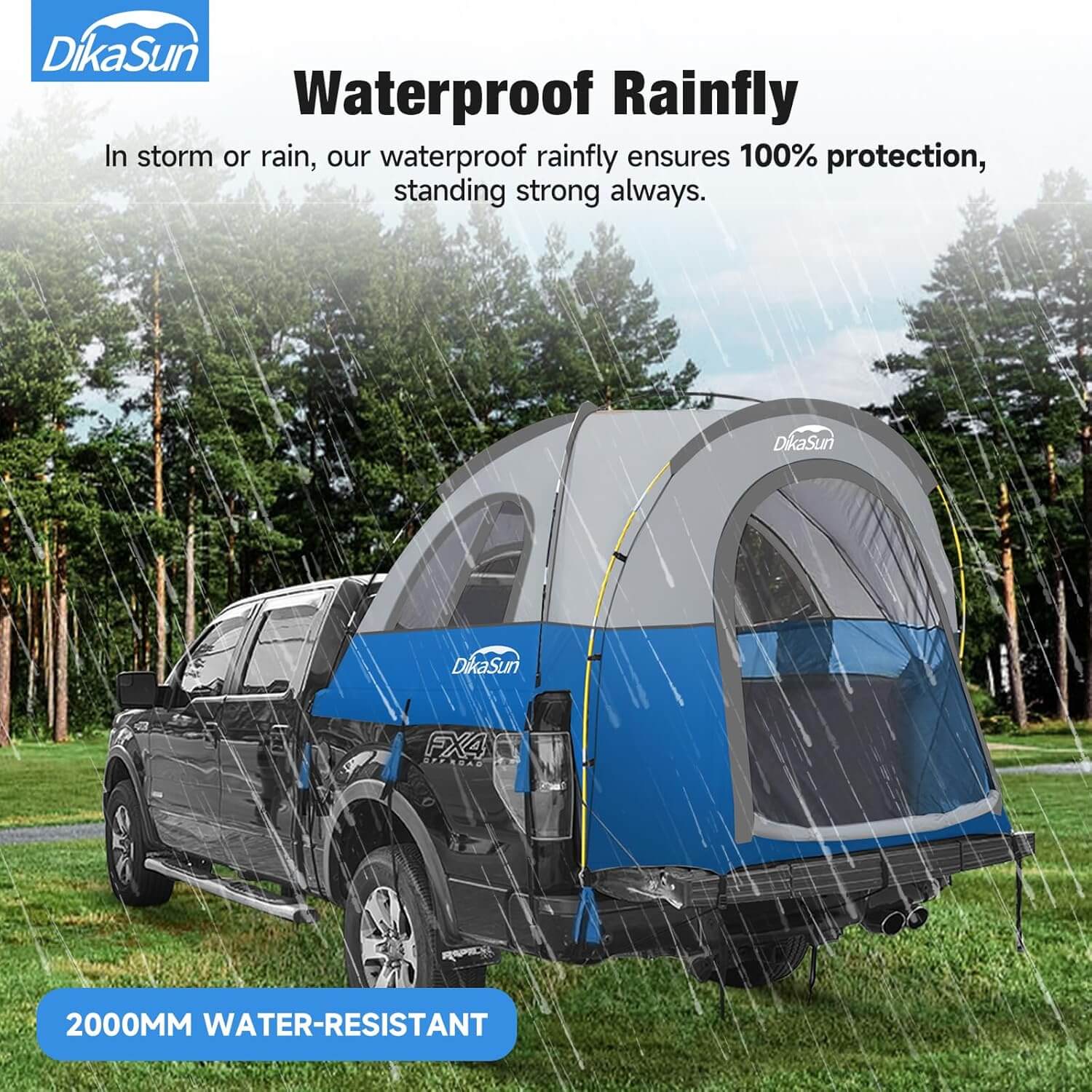 5.5-6.7ft Portable Pickup Truck Bed Tent Blue