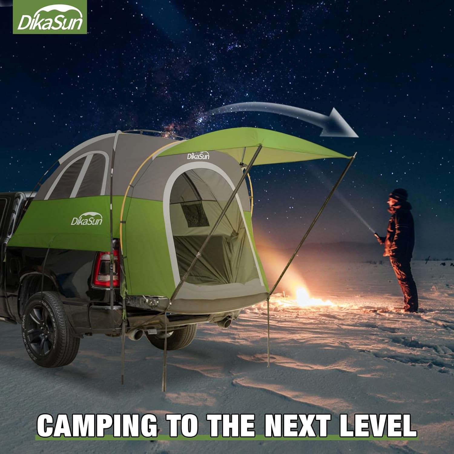 5.5-6.7ft Pickup Truck Bed Tent with Awining Green