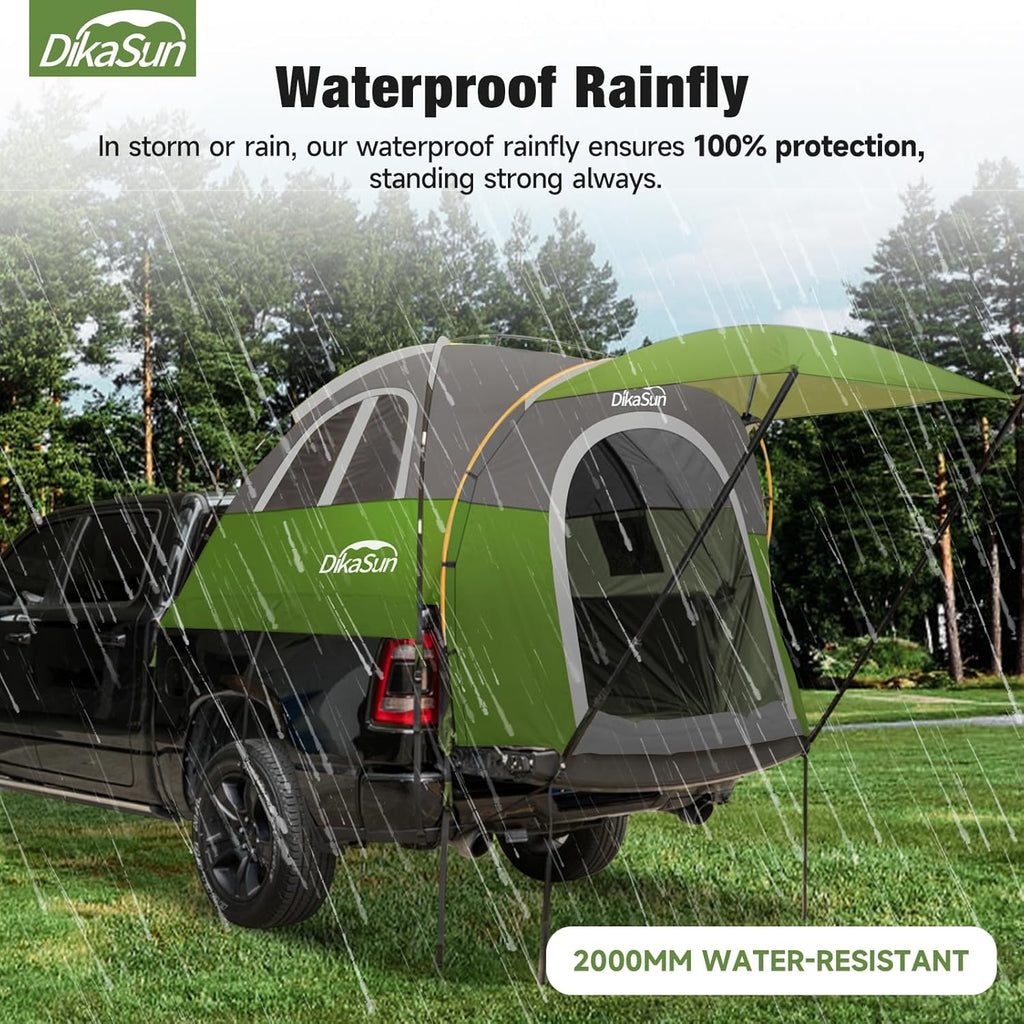 5.5-6.7ft Pickup Truck Bed Tent with Awining Green