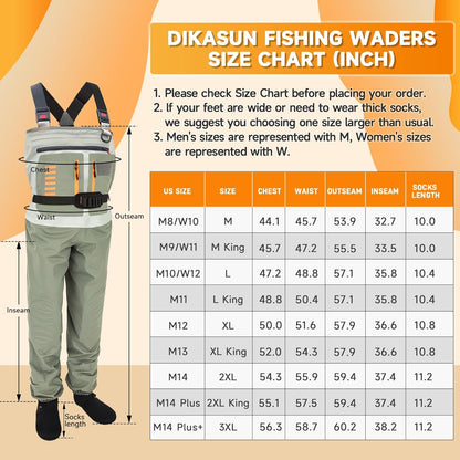 Waterproof Fishing Waders for Men Women Stocking Foot