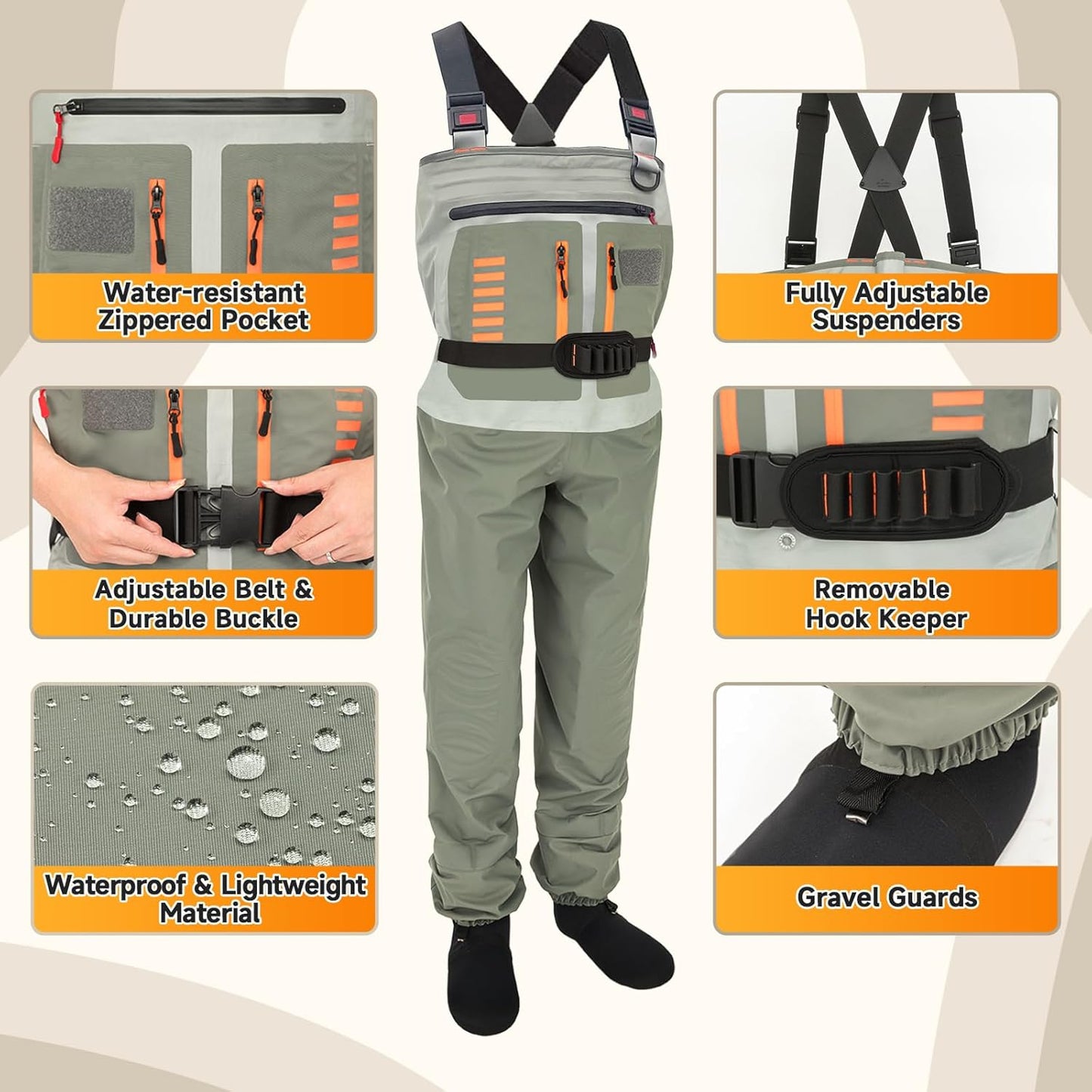 Waterproof Fishing Waders for Men Women Stocking Foot