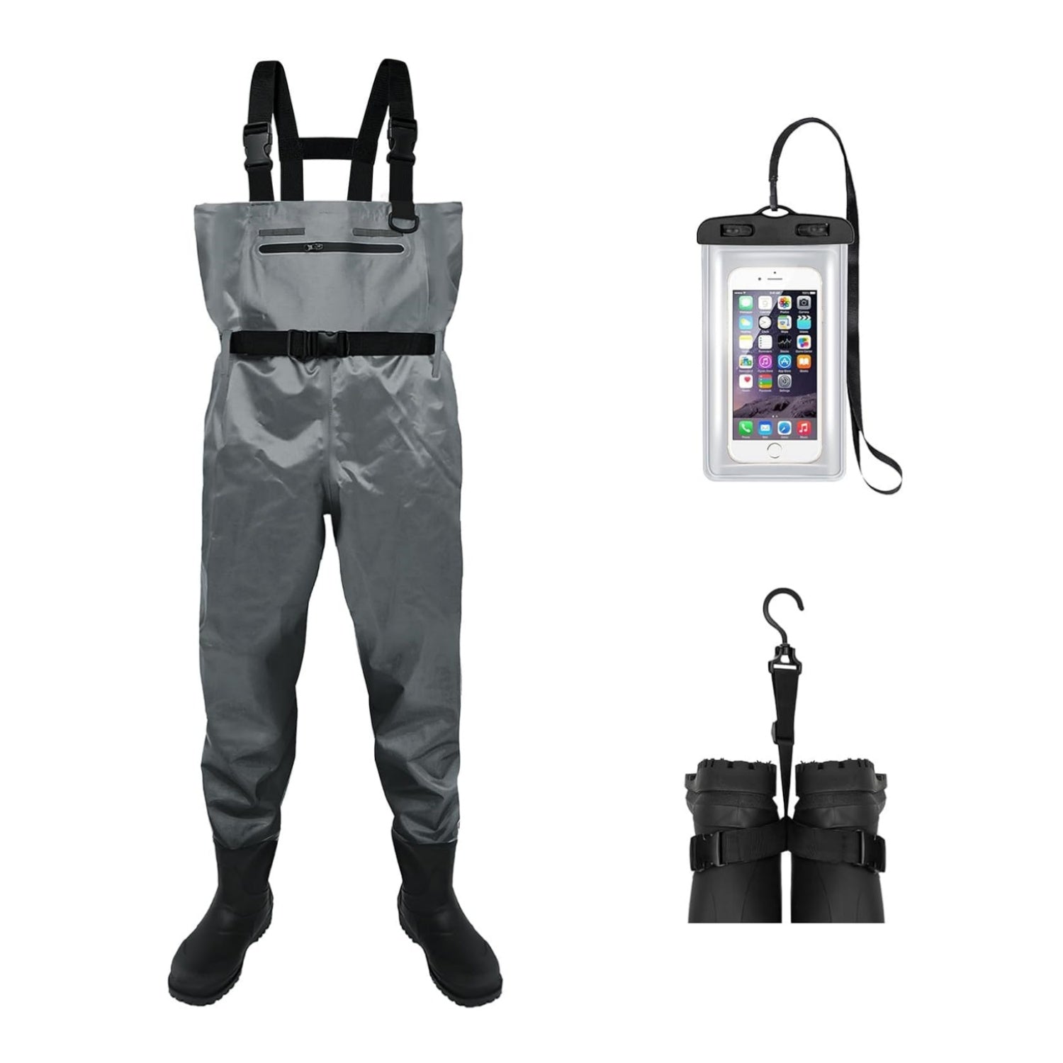 DikaSun Chest Waders with Boots — Lightweight Bootfoot Waders for Men & Women, Duck Hunting & Fly Fishing (US Sizes, Grey))