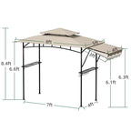 DikaSun BBQ Grill Gazebo 8 x 5 for Outdoor Cooking, with 3 ft Additional Side Wing, Sand