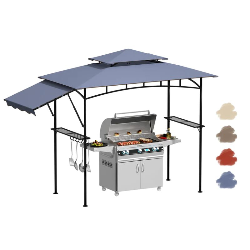 DikaSun BBQ Grill Gazebo 8 x 5 for Outdoor Cooking, with 3 ft Additional Side Wing, Gray