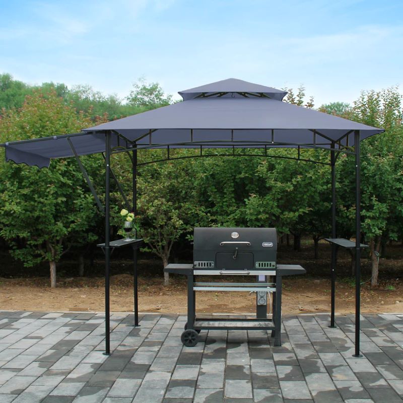 DikaSun BBQ Grill Gazebo 8 x 5 for Outdoor Cooking, with 3 ft Additional Side Wing, Gray