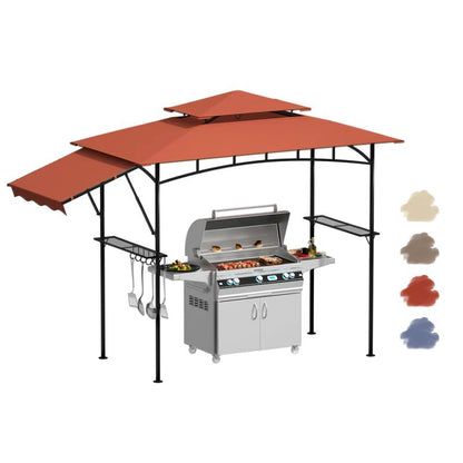 DikaSun BBQ Grill Gazebo 8 x 5 for Outdoor Cooking, with 3 ft Additional Side Wing, Red