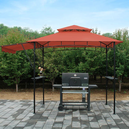 DikaSun BBQ Grill Gazebo 8 x 5 for Outdoor Cooking, with 3 ft Additional Side Wing, Red