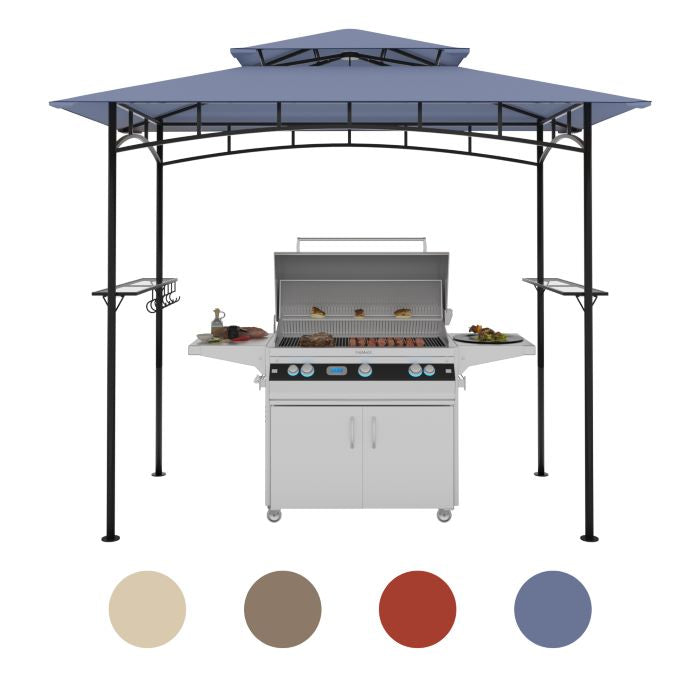 DikaSun BBQ Grill Gazebo 8 x 5 with Double Tiered Canopy Sleeves and 1 ...