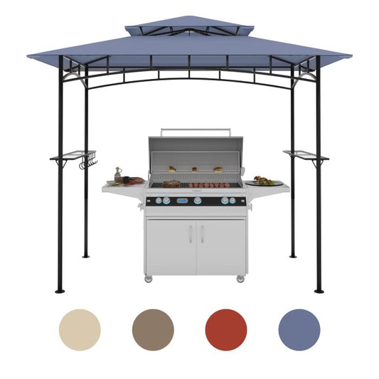 DikaSun BBQ Grill Gazebo 8 x 5 with Double Tiered Canopy Sleeves and 10 Hooks, Gray