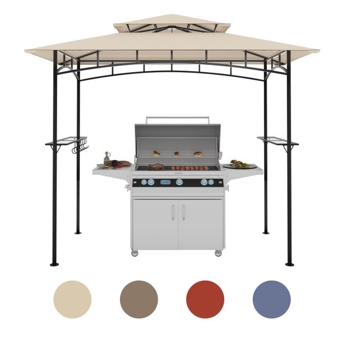 DikaSun BBQ Grill Gazebo 8 x 5 with Double Tiered Canopy Sleeves and 10 Hooks, Sand