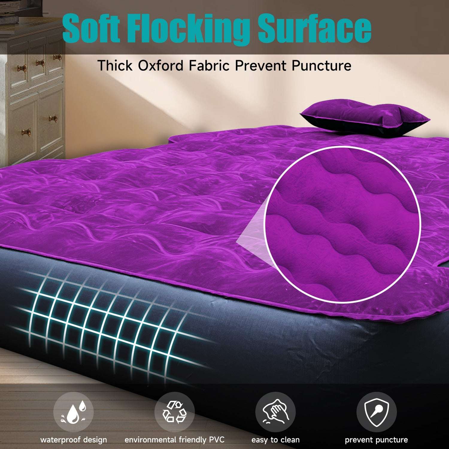 5.5-6.5ft Full Size Truck Bed Air Mattress Purple