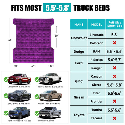 DikaSun Inflatable Air Mattress for 5.5-5.8 ft Pickup Truck Bed, for Outdoor Car Camping,  Purple