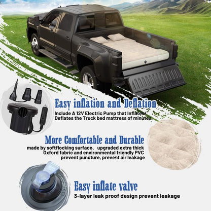 DikaSun Inflatable Air Mattress for 5.5-5.8 ft Pickup Truck Bed, for Outdoor Car Camping, Beige