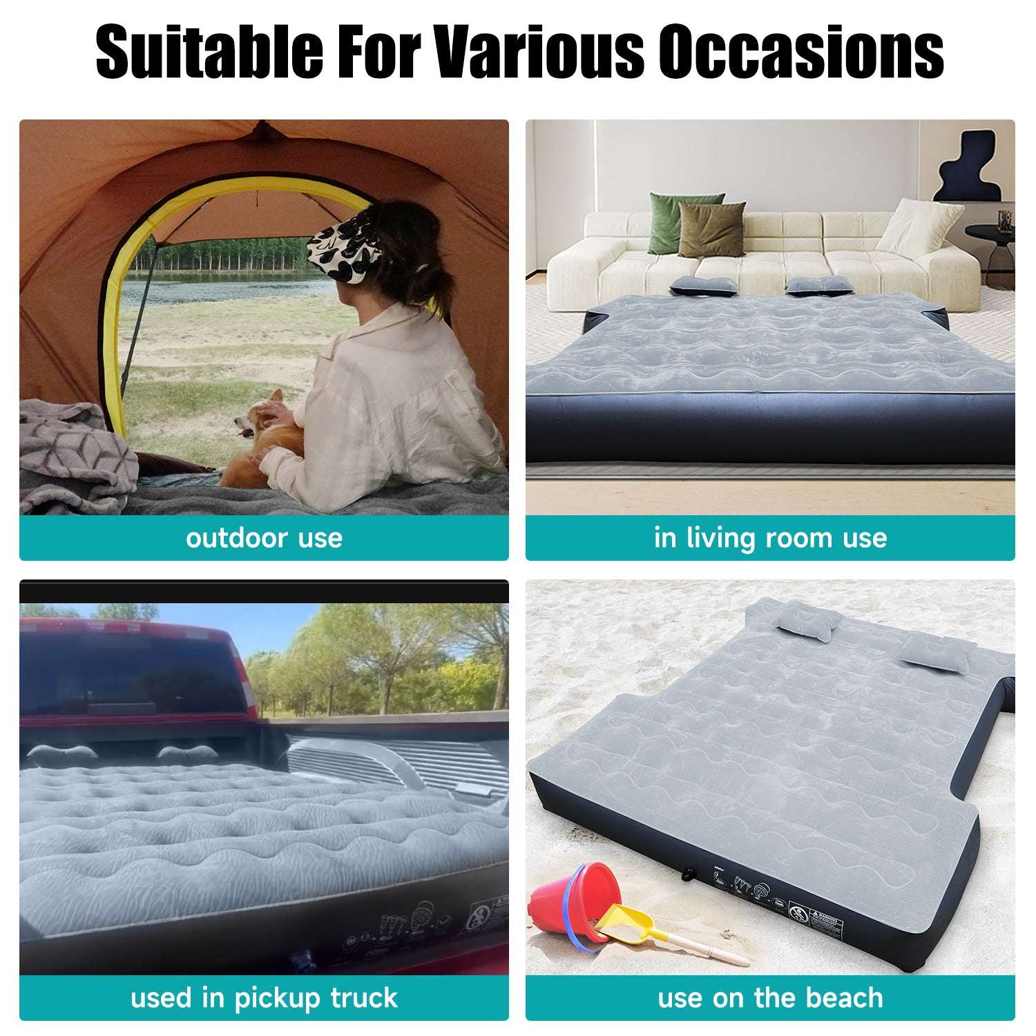 5.5-6.5ft Full Size Truck Bed Air Mattress Purple