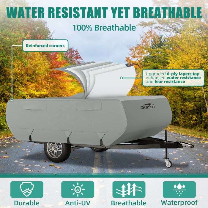 DikaSun 7 Layers Pop Up Camper Cover, Breathable UV Resistant Windproof Waterproof RV Cover
