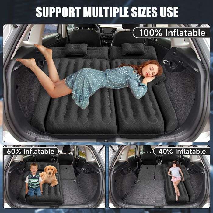 DikaSun SUV Air Mattress Upgraded Flocking and Extra Thick Oxford Surface Sleeping Bed for with Electric Pump,3M Charging Cable, Black