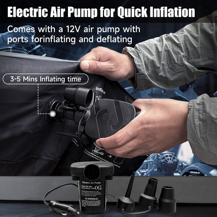 DikaSun SUV Air Mattress Upgraded Flocking and Extra Thick Oxford Surface Sleeping Bed for with Electric Pump,3M Charging Cable, Gray