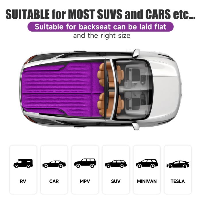 DikaSun SUV Air Mattress Upgraded Flocking and Extra Thick Oxford Surface Sleeping Bed for with Electric Pump,3M Charging Cable, Purple