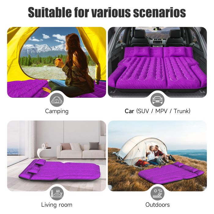 DikaSun SUV Air Mattress Upgraded Flocking and Extra Thick Oxford Surface Sleeping Bed for with Electric Pump,3M Charging Cable, Purple